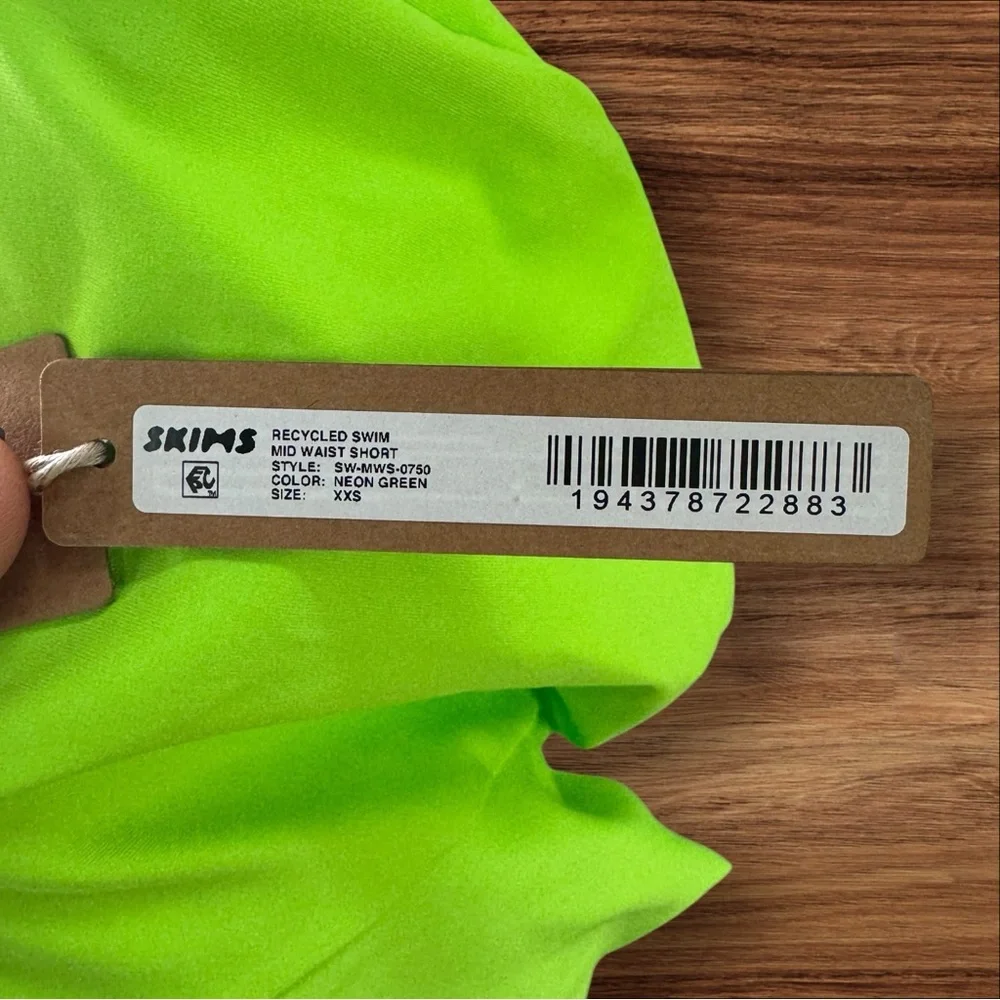 NWT Skims Recycled Swim Short Mid Waist Neon‎ Green XXS